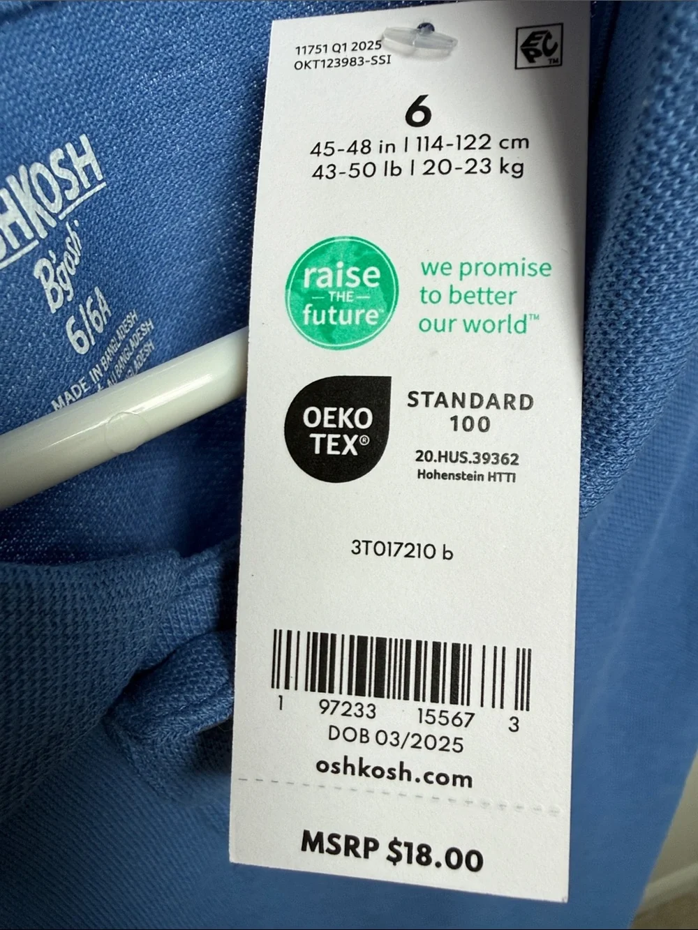 NWT Boys OshKosh B'gosh Classic Short Sleeve Polo - Blue Size 6